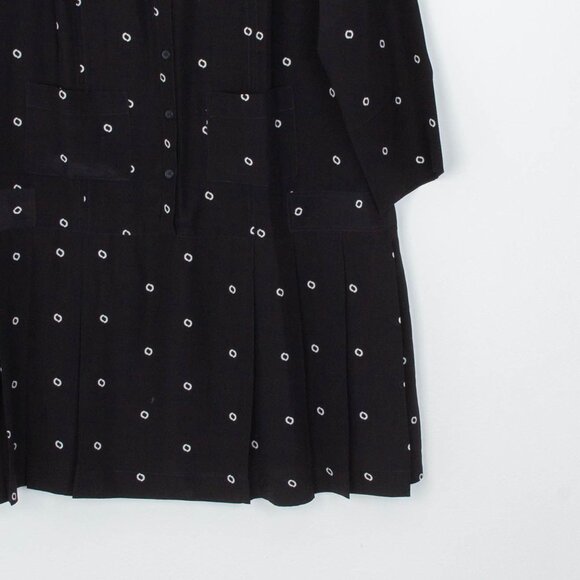 J. Crew Womens Silk Geometric Drop Waist Shirt Dress Size S Black Pleated Artsy - Picture 3 of 9